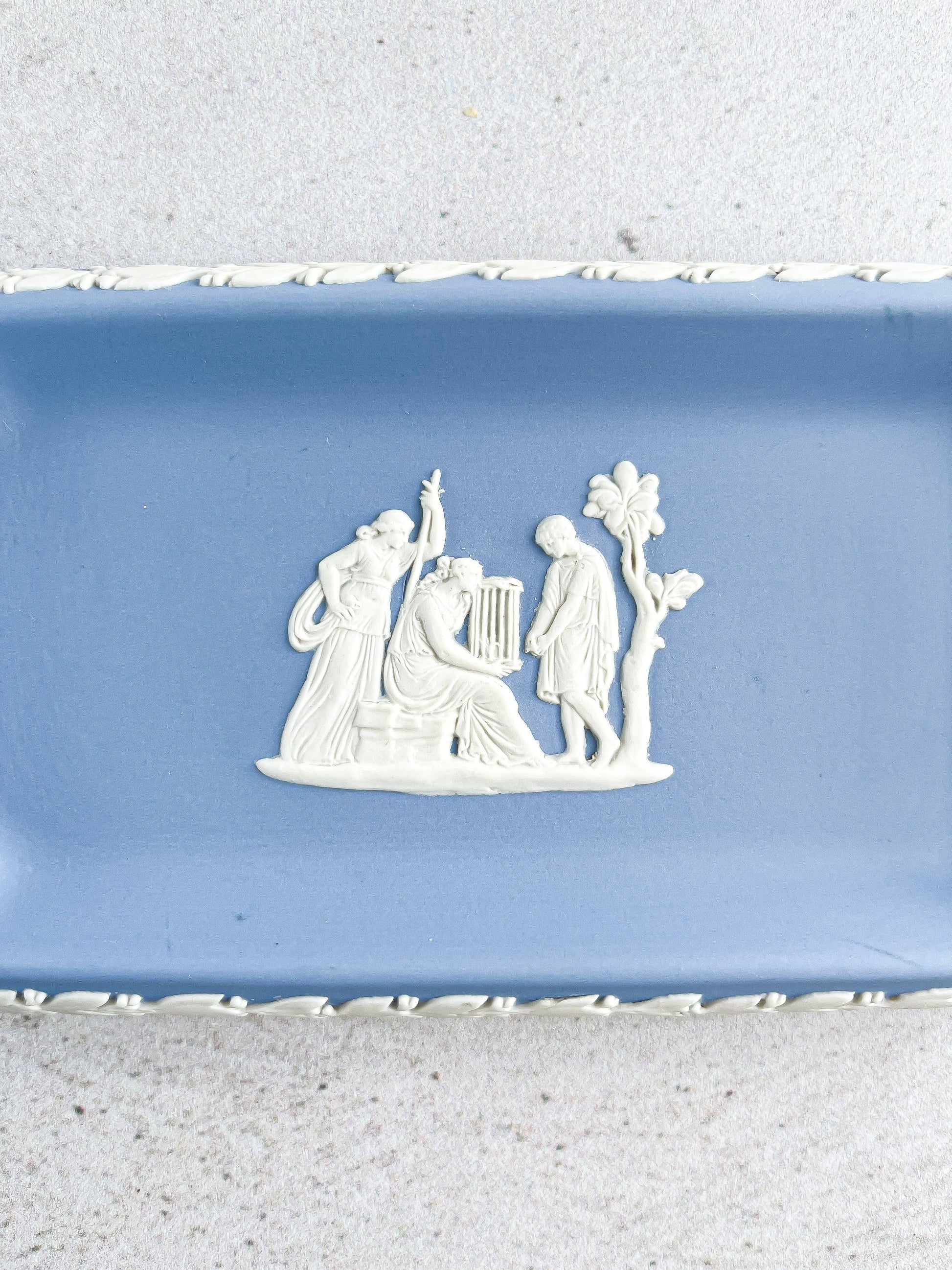 Wedgwood Jasperware Pale Blue Oblong Tray - 'Group with Cage' Design - SOSC Home