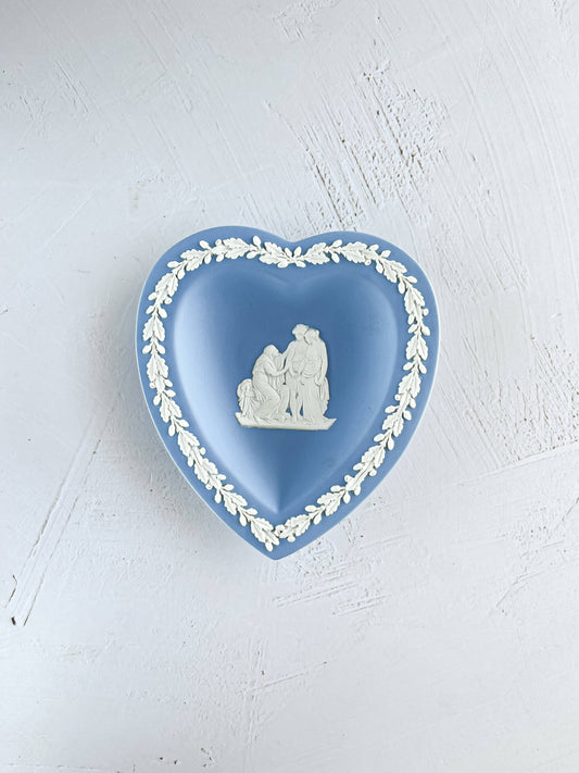 Wedgwood Jasperware Pale Blue Small Heart Shape Ashtray - 'Coriolanus' Design - SOSC Home