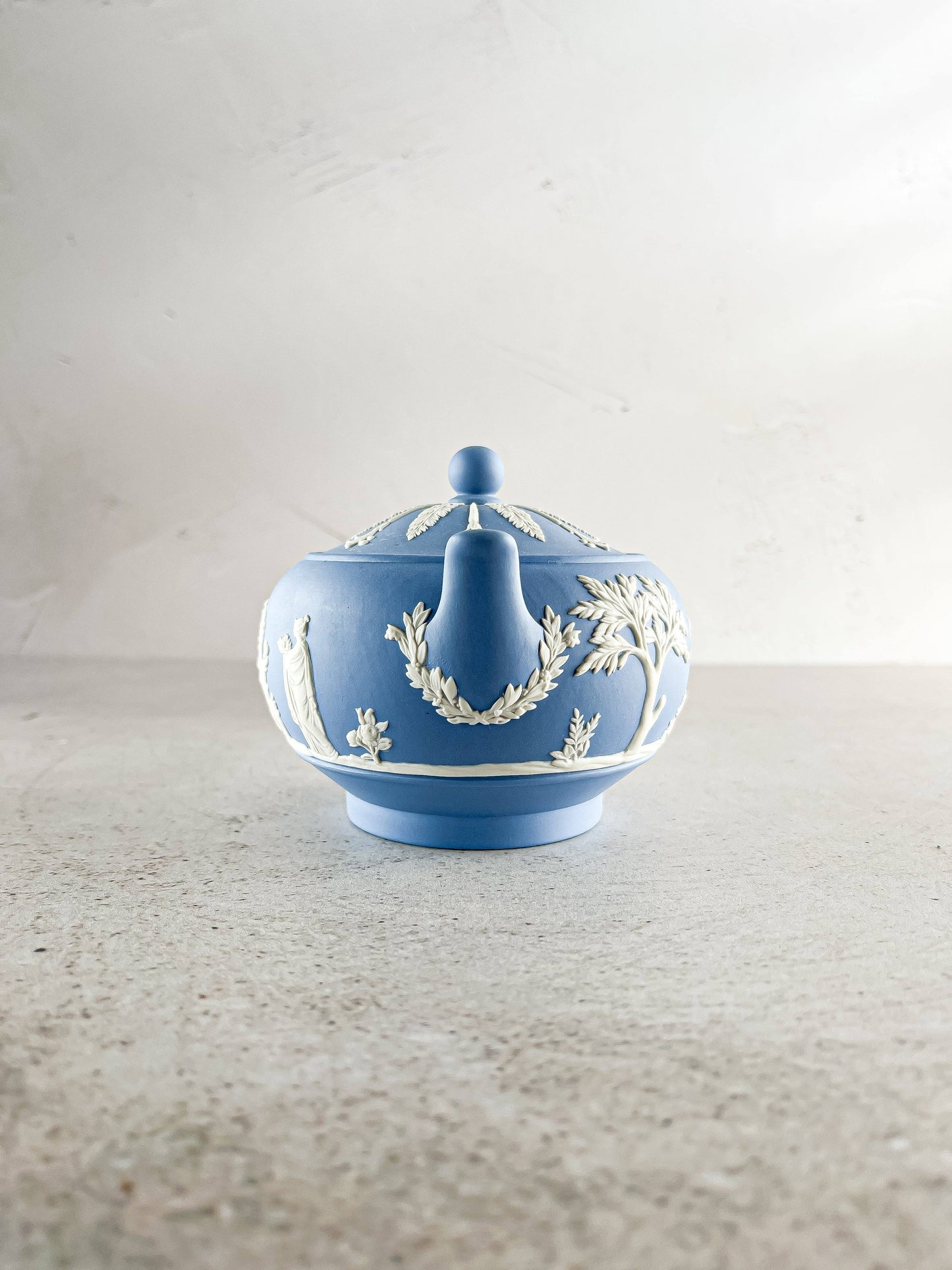 Wedgwood Jasperware Pale Blue Sugar Bowl & Lid with Glazed Interior - SOSC Home