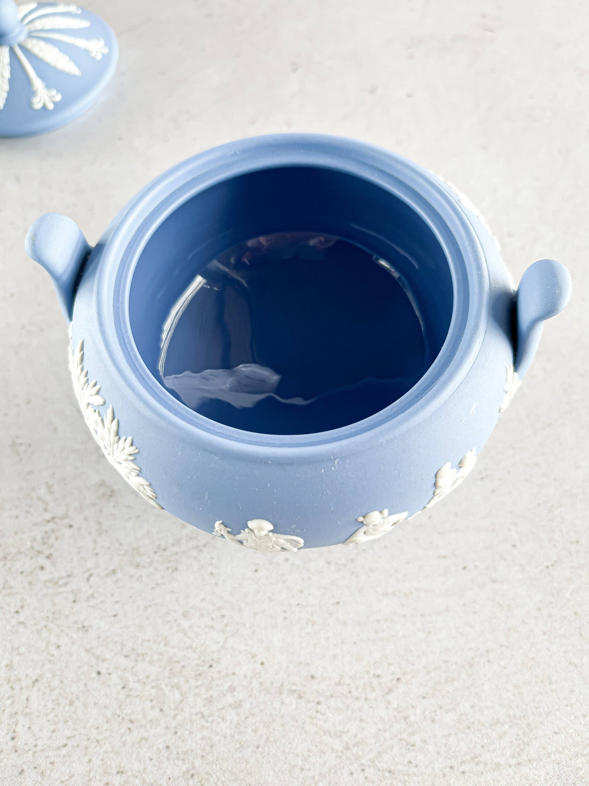 Wedgwood Jasperware Pale Blue Sugar Bowl & Lid with Glazed Interior - SOSC Home