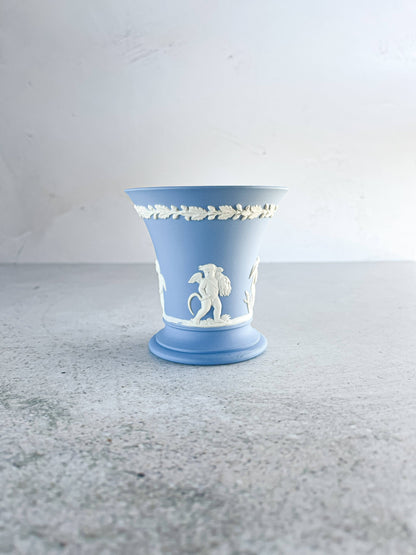 Wedgwood Jasperware Pale Blue Vase - 'Cupid' Design - SOSC Home