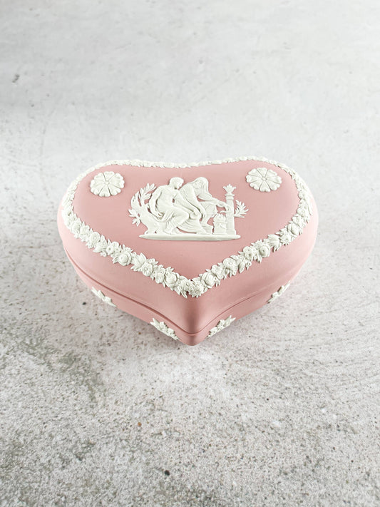Wedgwood Jasperware Pink Heart Box & Lid - 'Asclepius' Design - SOSC Home