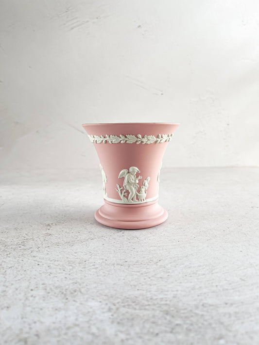 Wedgwood Jasperware Pink Vase - 'Cupid' Design - SOSC Home
