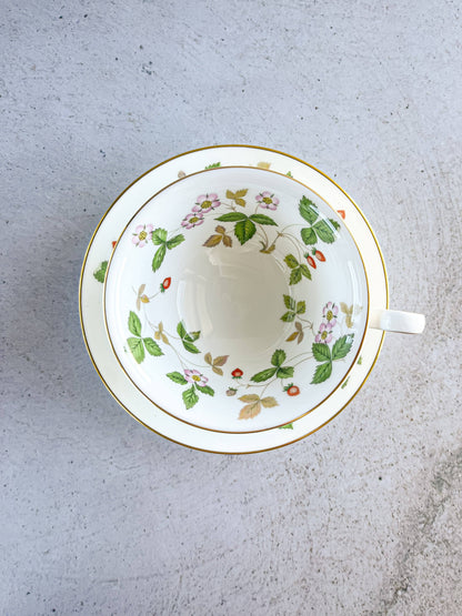 Wedgwood Peony Shape Footed Cup & Saucer Set - 'Wild Strawberry' Collection - SOSC Home
