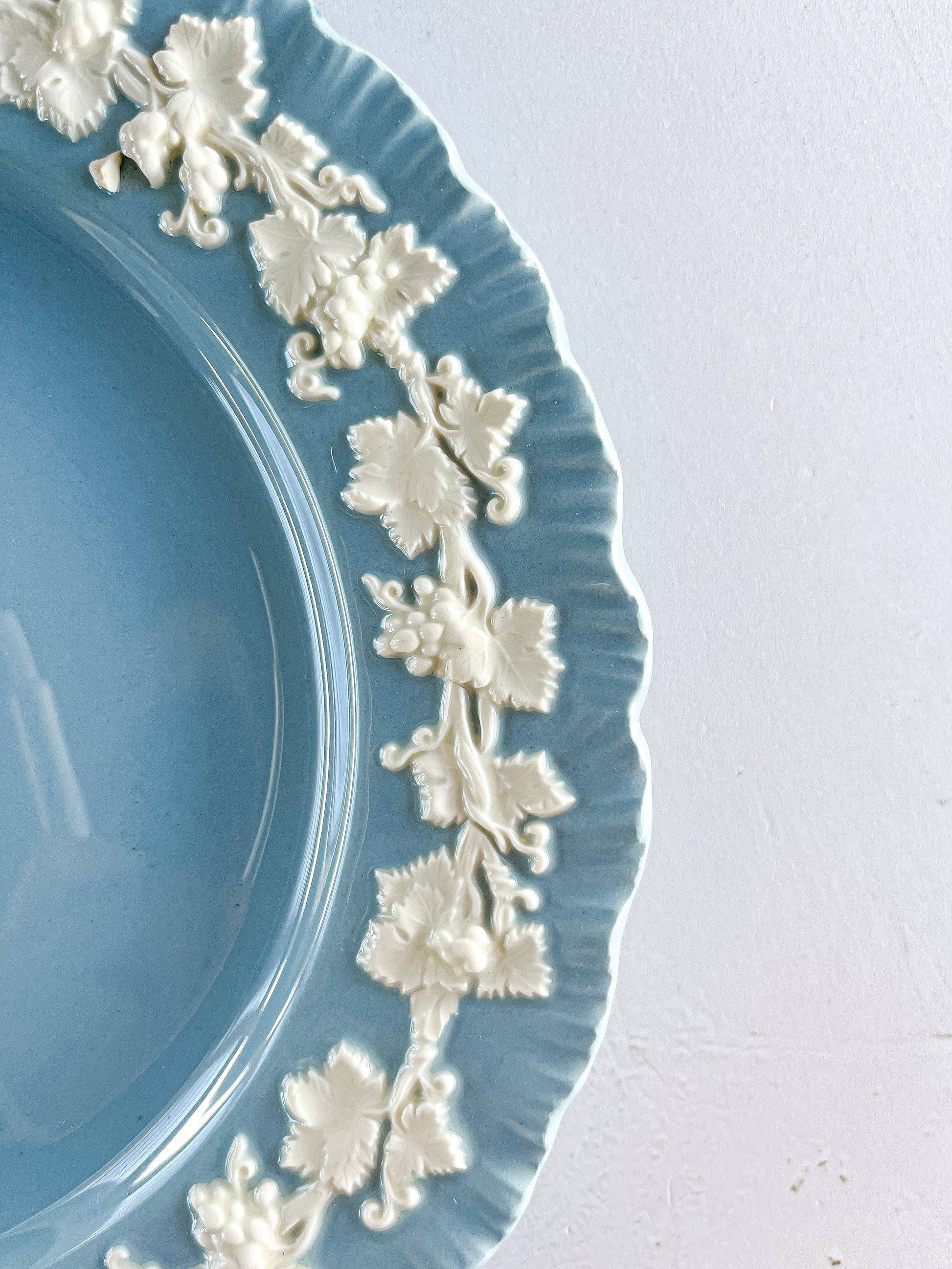 Wedgwood Queen’s Ware Embossed Salad Plate in Pastel Blue - SOSC Home