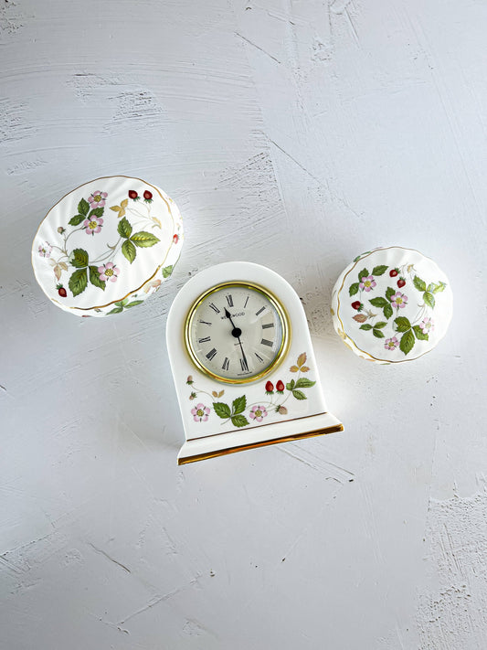 Wedgwood 'Wild Strawberry' Collection: Medium Dome Clock, Round Box & Lid, Oval Box & Lid - SOSC Home