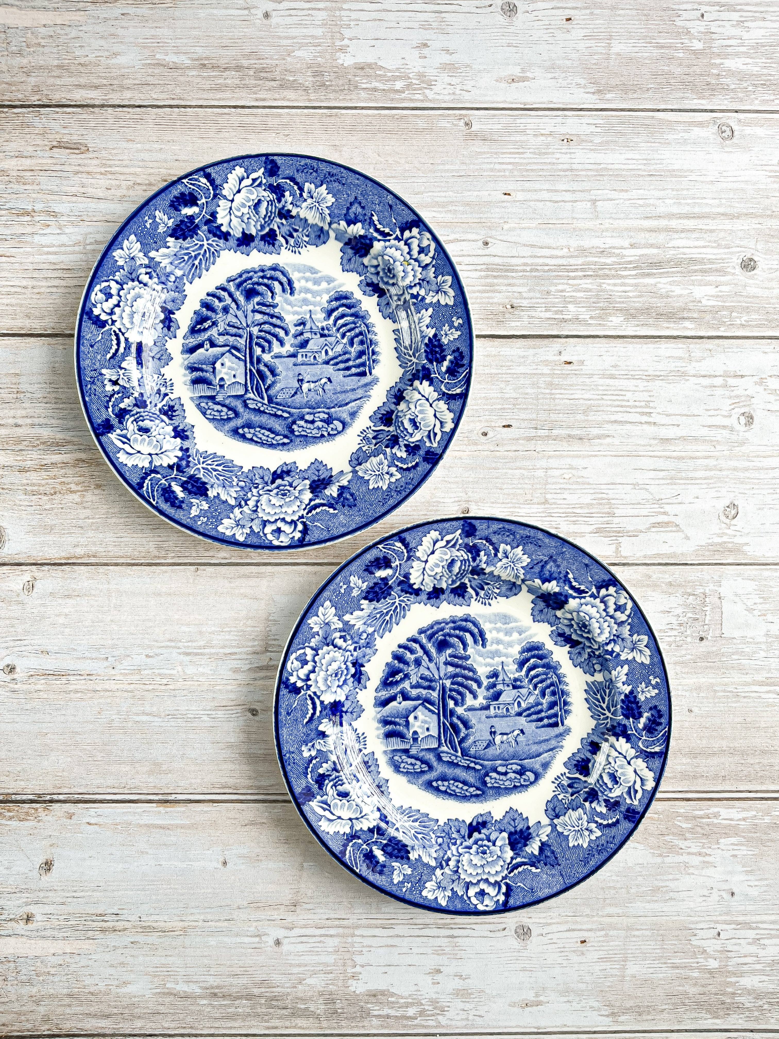 Wood & Sons Bread and Butter Plate - 'English Scenery' in Blue