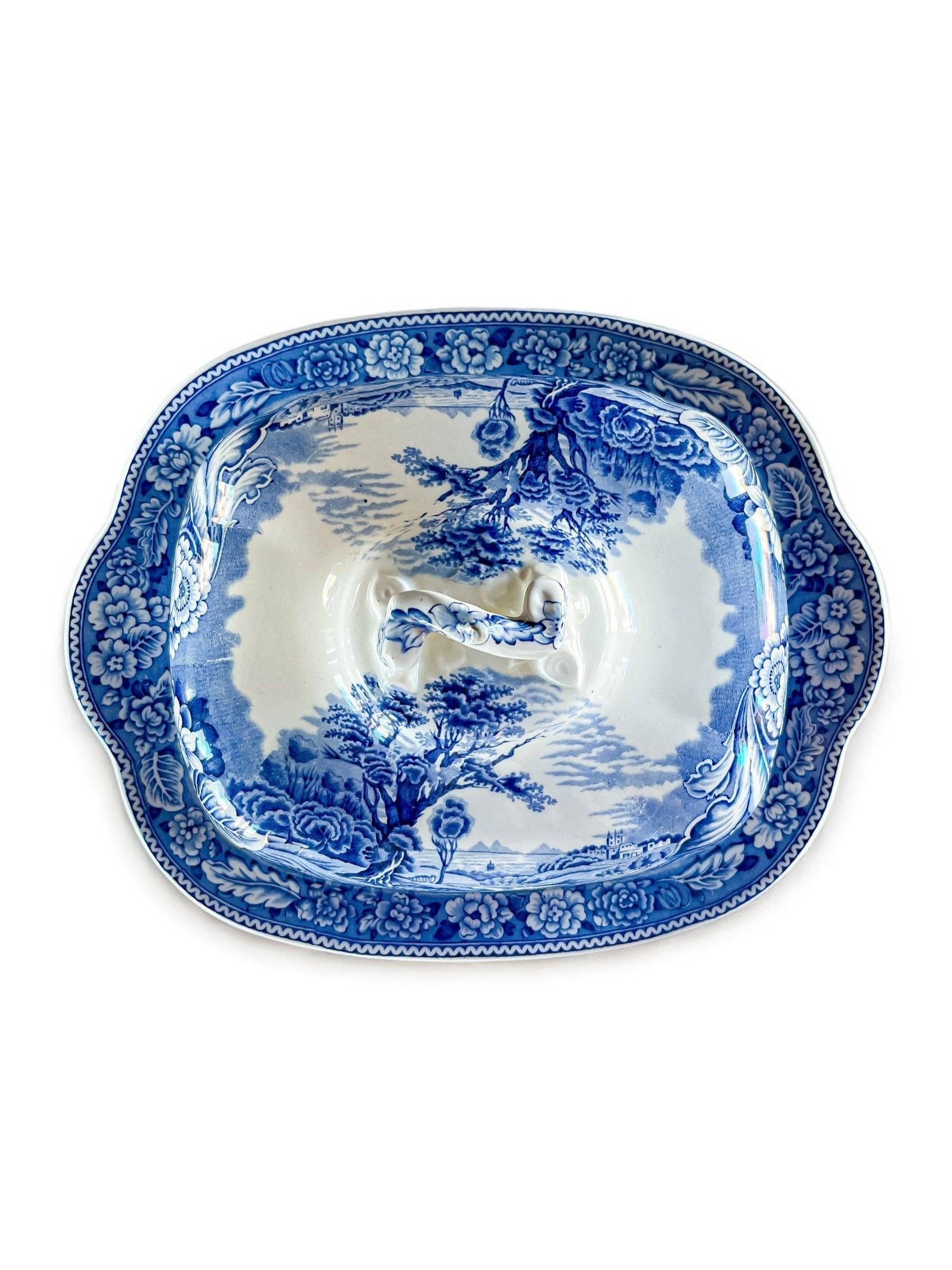 Wood & Sons 'Woodland' Rectangular Covered Vegetable Dish – Blue Transferware, England - SOSC Home